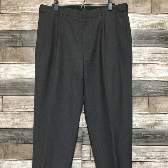 Lands End Traditional Fit Wool Dress Pants Men’s 36x30 Gray Pleated Cuffed - Picture 5 of 11